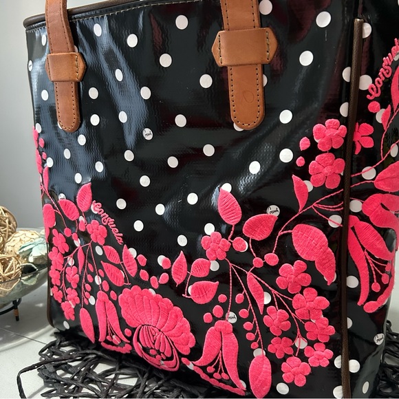Consuela Black Polka Dot/Pink Valentina Tote - Picture 3 of 16